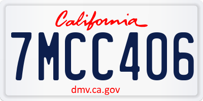 CA license plate 7MCC406