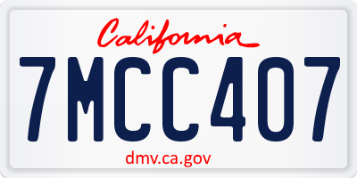 CA license plate 7MCC407