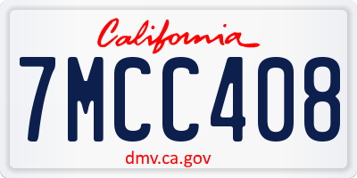 CA license plate 7MCC408