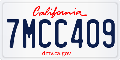 CA license plate 7MCC409