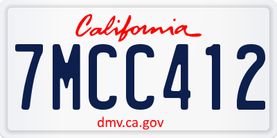 CA license plate 7MCC412