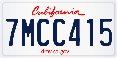 CA license plate 7MCC415