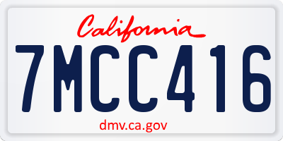 CA license plate 7MCC416