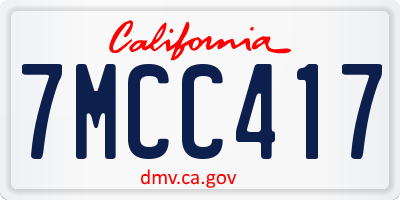 CA license plate 7MCC417