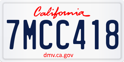 CA license plate 7MCC418