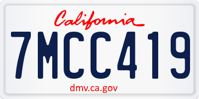 CA license plate 7MCC419
