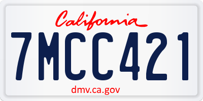 CA license plate 7MCC421