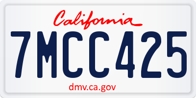 CA license plate 7MCC425