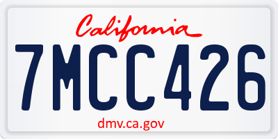 CA license plate 7MCC426