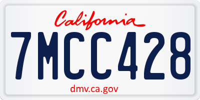 CA license plate 7MCC428