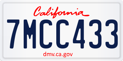 CA license plate 7MCC433