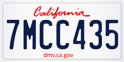CA license plate 7MCC435
