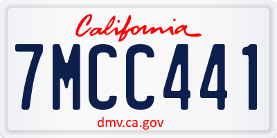 CA license plate 7MCC441