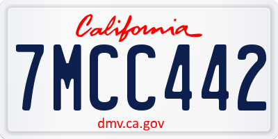 CA license plate 7MCC442