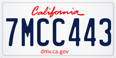 CA license plate 7MCC443