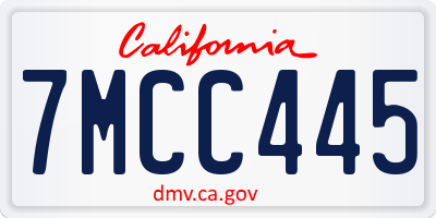 CA license plate 7MCC445