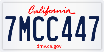 CA license plate 7MCC447