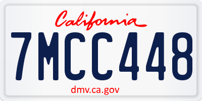CA license plate 7MCC448