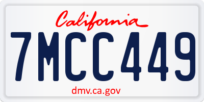 CA license plate 7MCC449