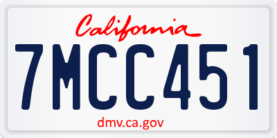 CA license plate 7MCC451