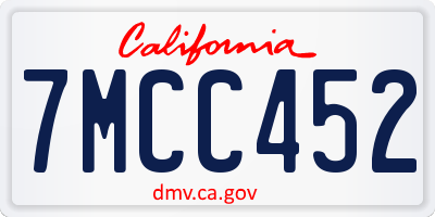 CA license plate 7MCC452