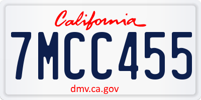 CA license plate 7MCC455