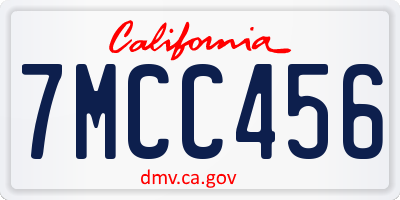 CA license plate 7MCC456