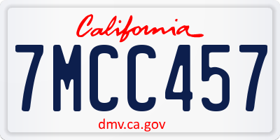 CA license plate 7MCC457