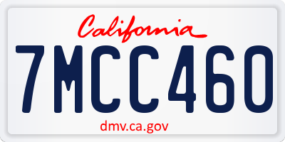 CA license plate 7MCC460