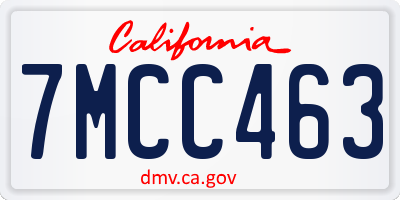 CA license plate 7MCC463