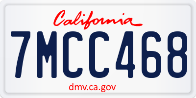 CA license plate 7MCC468