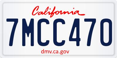 CA license plate 7MCC470