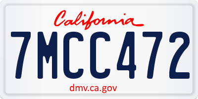 CA license plate 7MCC472