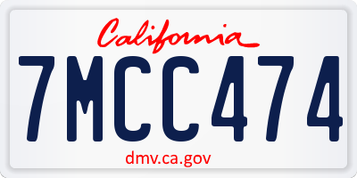 CA license plate 7MCC474