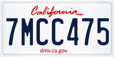 CA license plate 7MCC475