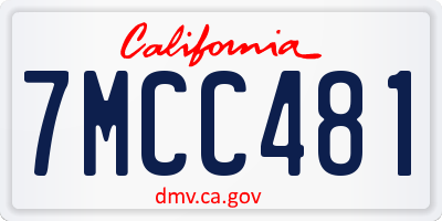 CA license plate 7MCC481