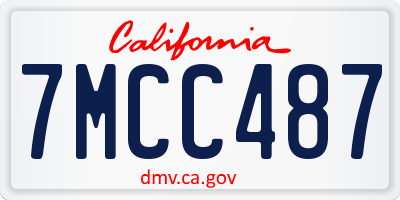 CA license plate 7MCC487