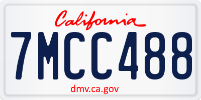 CA license plate 7MCC488