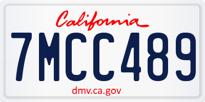 CA license plate 7MCC489