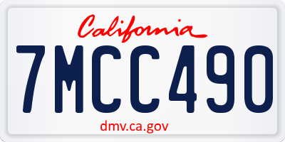 CA license plate 7MCC490