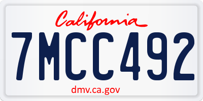 CA license plate 7MCC492