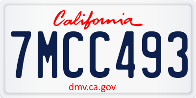 CA license plate 7MCC493