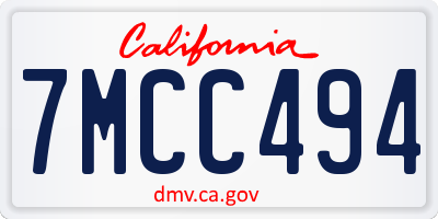 CA license plate 7MCC494