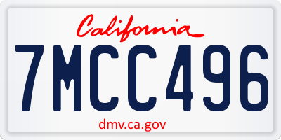 CA license plate 7MCC496