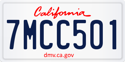 CA license plate 7MCC501