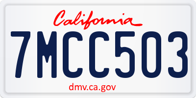 CA license plate 7MCC503