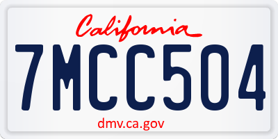 CA license plate 7MCC504