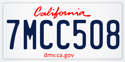 CA license plate 7MCC508