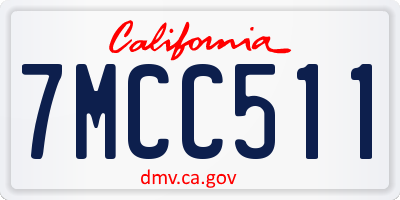 CA license plate 7MCC511