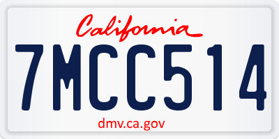 CA license plate 7MCC514